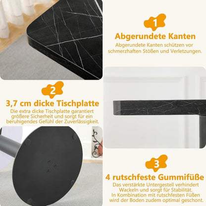Mingone Esszimmertisch 60x60 Schwarz Marmoroptik