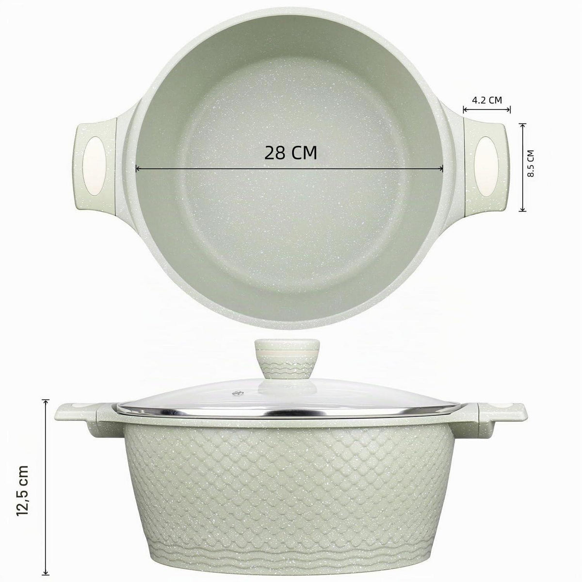 6,6L Antihaft-Suppentopf aus Aluminium mit Deckel & Induktion