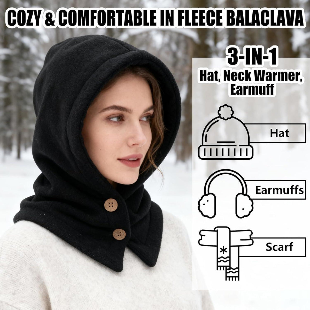 Winter Thermo Kapuzenschal Unisex – Warm & Winddicht 2in1