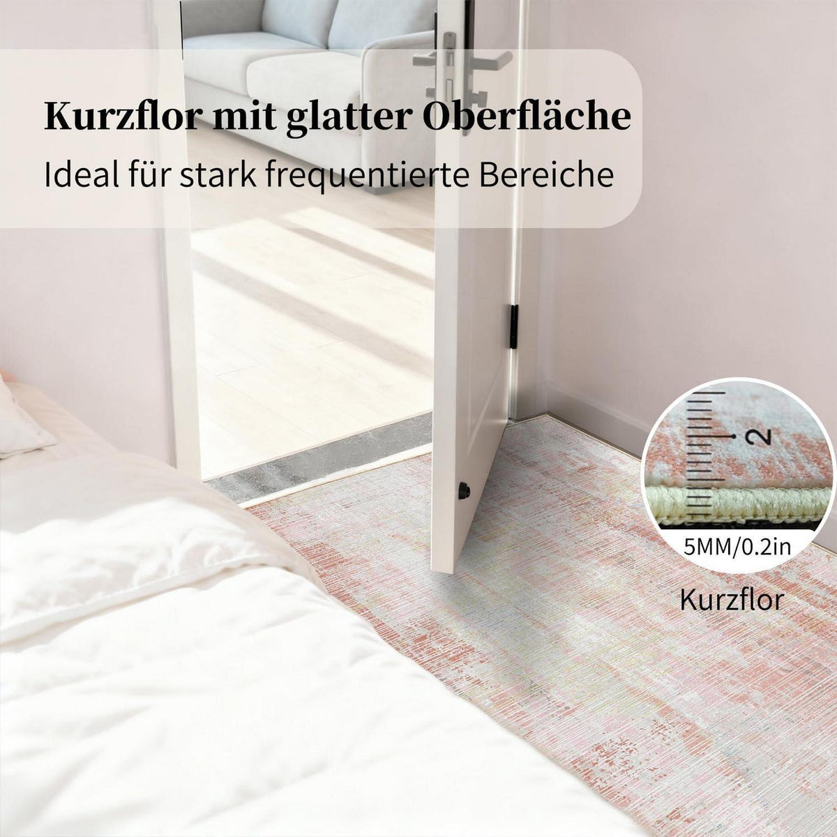 Vintage Altrosa Teppich 200x300cm – Weicher Kurzflor & Abstrakt