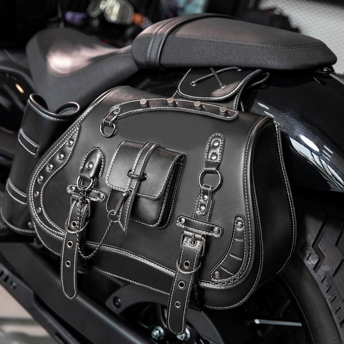 Motorrad Satteltasche 30L Wasserdicht mit Cup Holder in Lederoptik