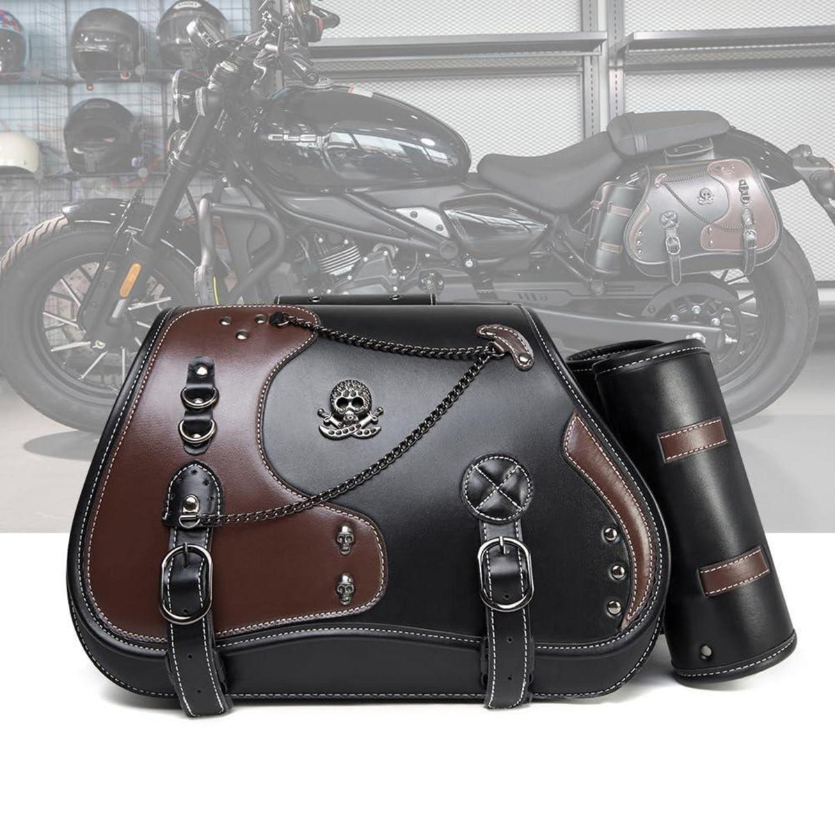 Motorrad Satteltasche 30L Wasserdicht mit Cup Holder in Lederoptik