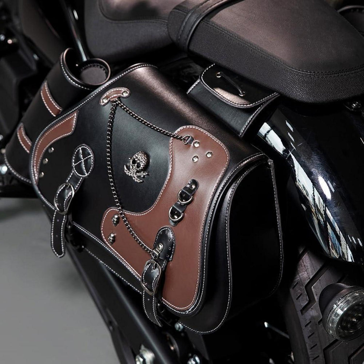 Motorrad Satteltasche 30L Wasserdicht mit Cup Holder in Lederoptik