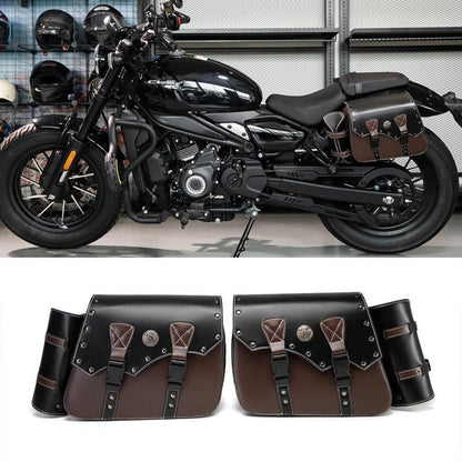 Motorrad Satteltasche 26L Wasserdicht mit Flaschenhalter in Lederoptik