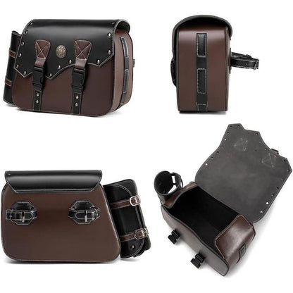 Motorrad Satteltasche 26L Wasserdicht mit Flaschenhalter in Lederoptik