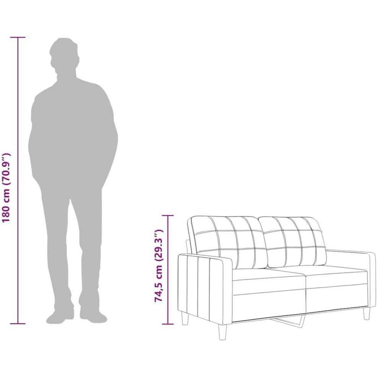 2-Sitzer Sofa Bodensofa mit Bettfunktion & Pillow Back Support