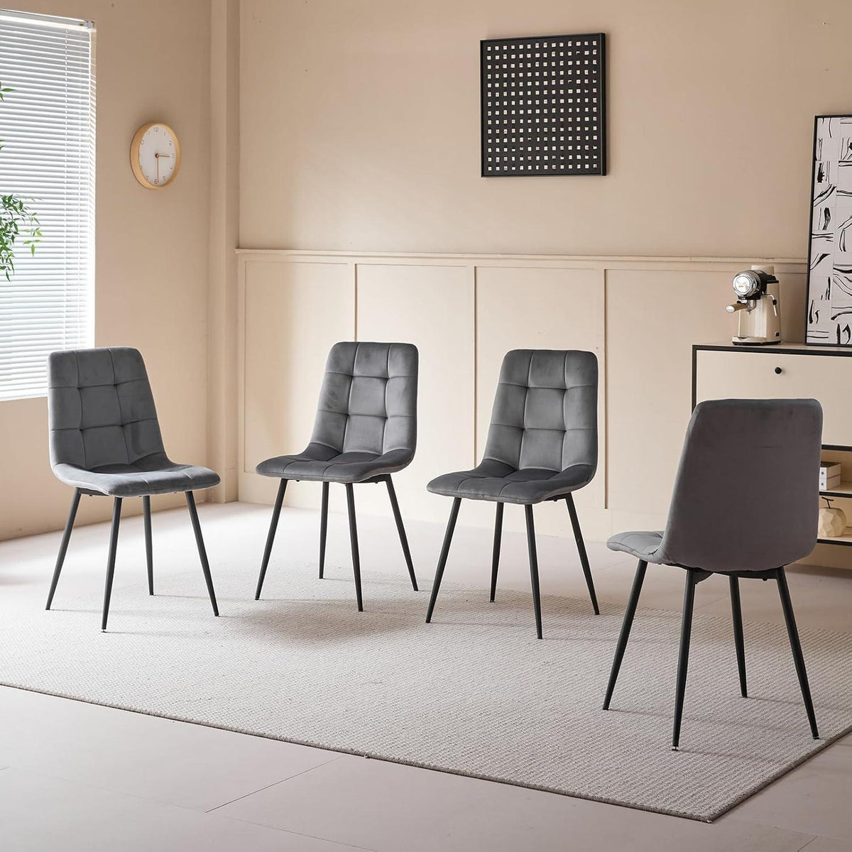 8er-Set Esszimmerstühle Samt Schwarz – Bequeme Moderne