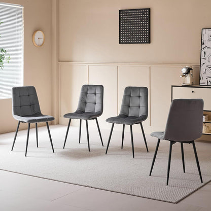 8er-Set Esszimmerstühle Samt Schwarz – Bequeme Moderne