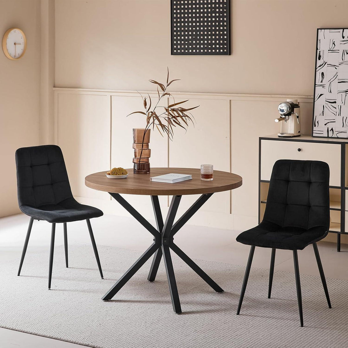 2er-Set Esszimmerstühle Samt Schwarz – Modern & Bequem