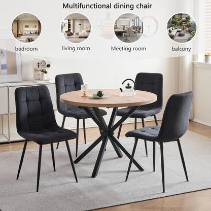 4er-Set Esszimmerstühle Nordic, Schwarz, Cord & Metall