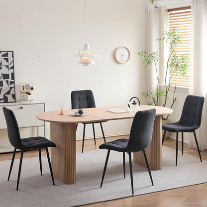 4er-Set Esszimmerstühle Nordic, Schwarz, Cord & Metall