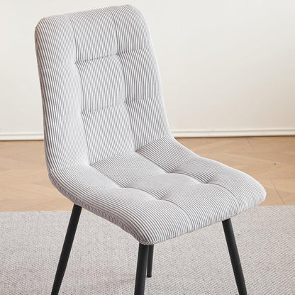 6er-Set Nordische Esszimmerstühle, Hellgrau, Bequemer Cord-Stuhl
