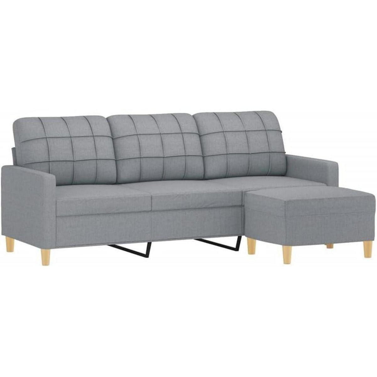3-Sitzer Sofa mit Hocker, Hellgrau, 180 cm – Schlaffunktion