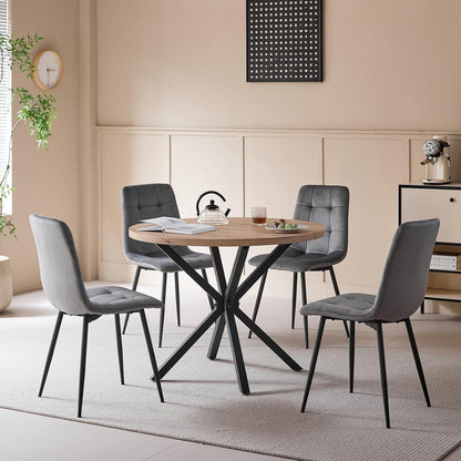 6er-Set Esszimmerstühle Samt Schwarz – Modern & Bequem