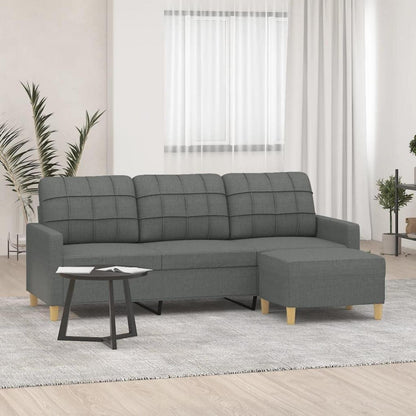 3-Sitzer Sofa Dunkelgrau mit Hocker & Schlaffunktion 180cm
