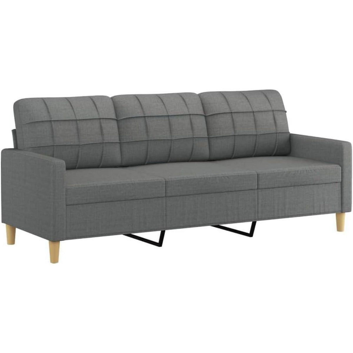 3-Sitzer Sofa Dunkelgrau mit Hocker & Schlaffunktion 180cm