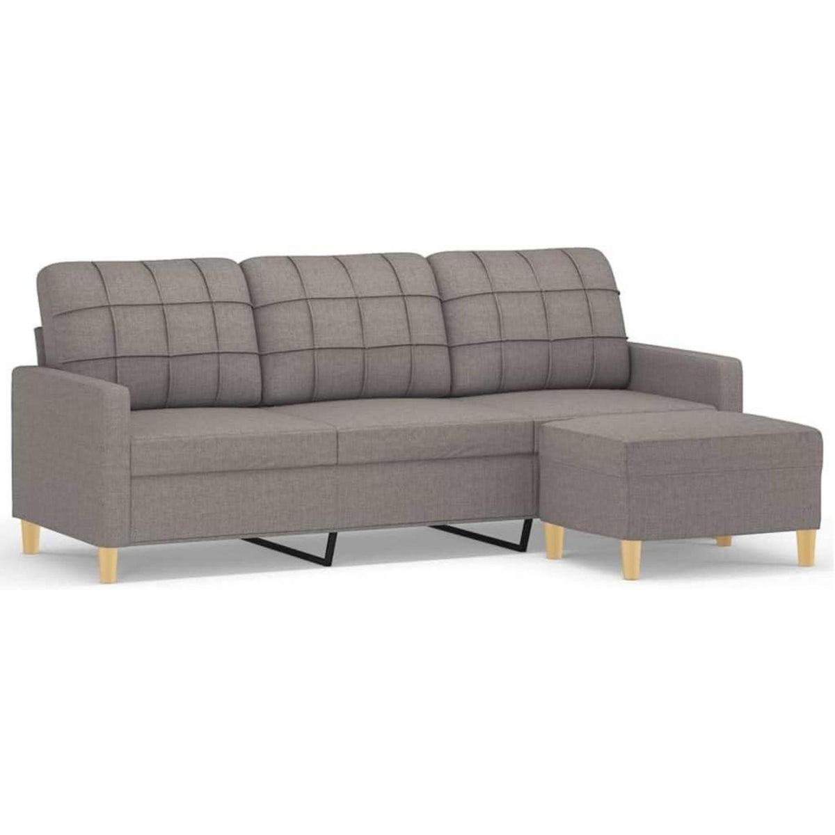 3-Sitzer Sofa mit Hocker, Taupe, 180 cm – Modern & Schlaffunktion