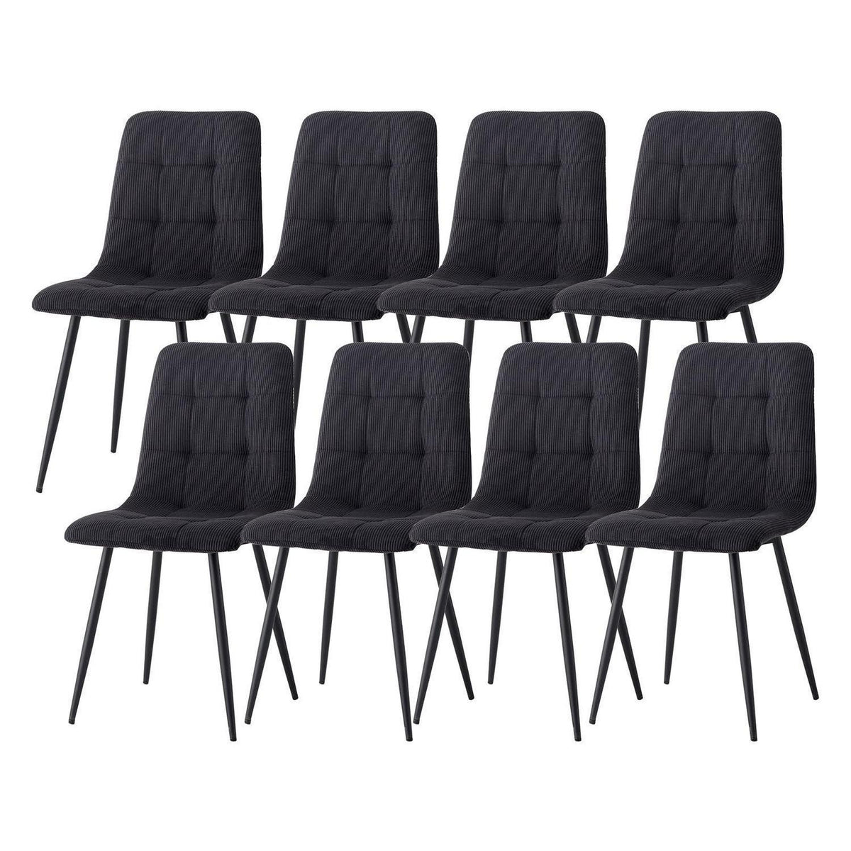 8er-Set Esszimmerstühle Nordic, Schwarzer Cord & Metall