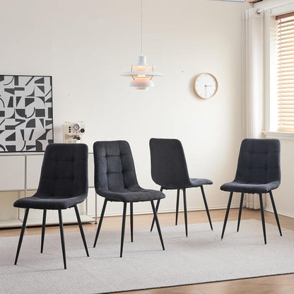 8er-Set Esszimmerstühle Nordic, Schwarzer Cord & Metall