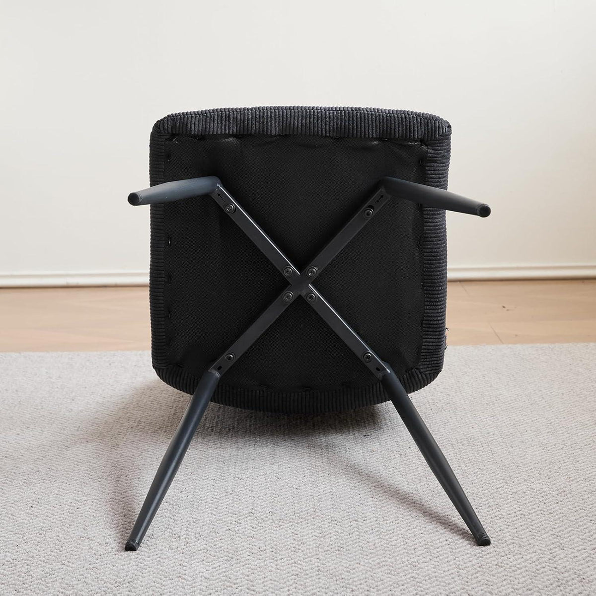 8er-Set Esszimmerstühle Nordic, Schwarzer Cord & Metall