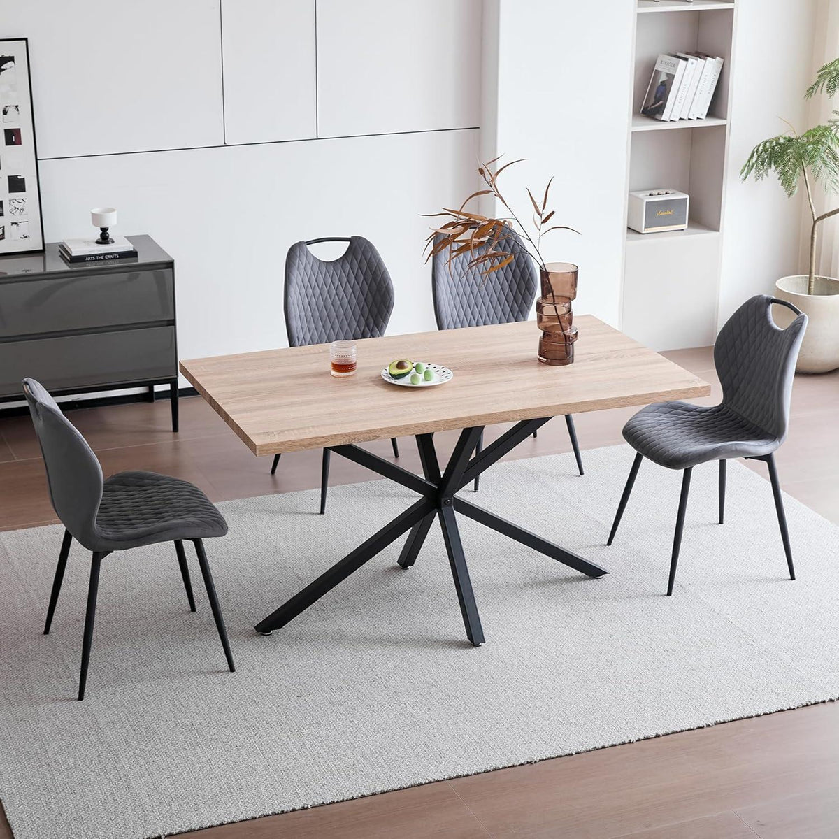Esszimmerstühle Set 6 Grau – Bequeme Polsterstühle Küche Wohnzimmer