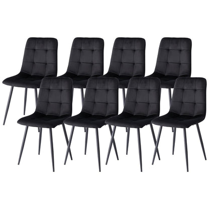 8er-Set Esszimmerstühle Samt Schwarz – Bequeme Moderne