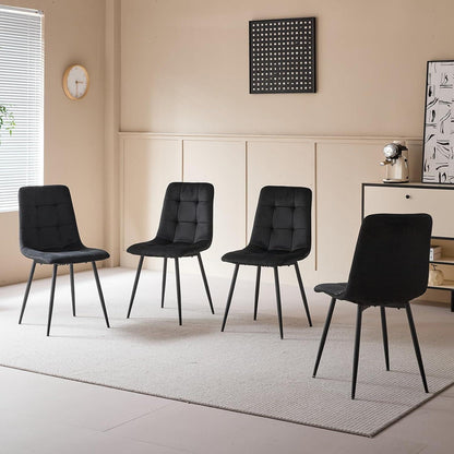 8er-Set Esszimmerstühle Samt Schwarz – Bequeme Moderne