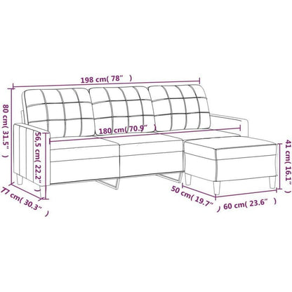3-Sitzer Sofa mit Hocker & Schlaffunktion Schwarz 180cm
