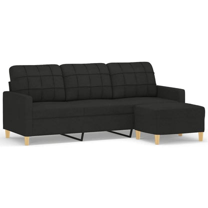 3-Sitzer Sofa mit Hocker & Schlaffunktion Schwarz 180cm