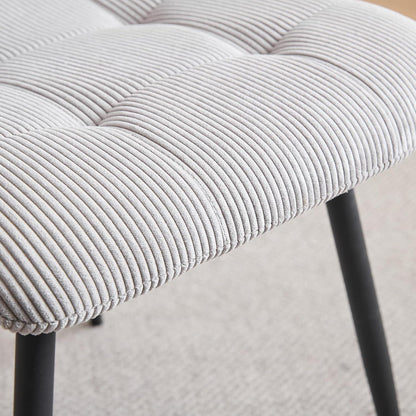 8er-Set Esszimmerstühle Nordisch, Hellgrau | Bequeme Cord-Stühle mit Metallbeinen