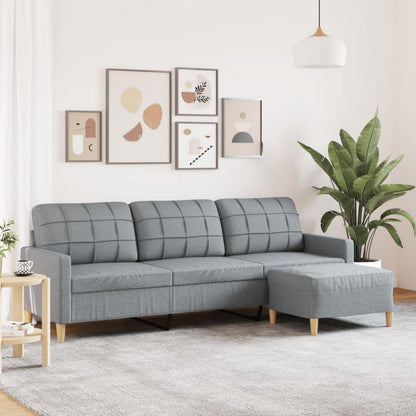 3-Sitzer Sofa mit Hocker & Schlaffunktion – Hellgrau 210cm