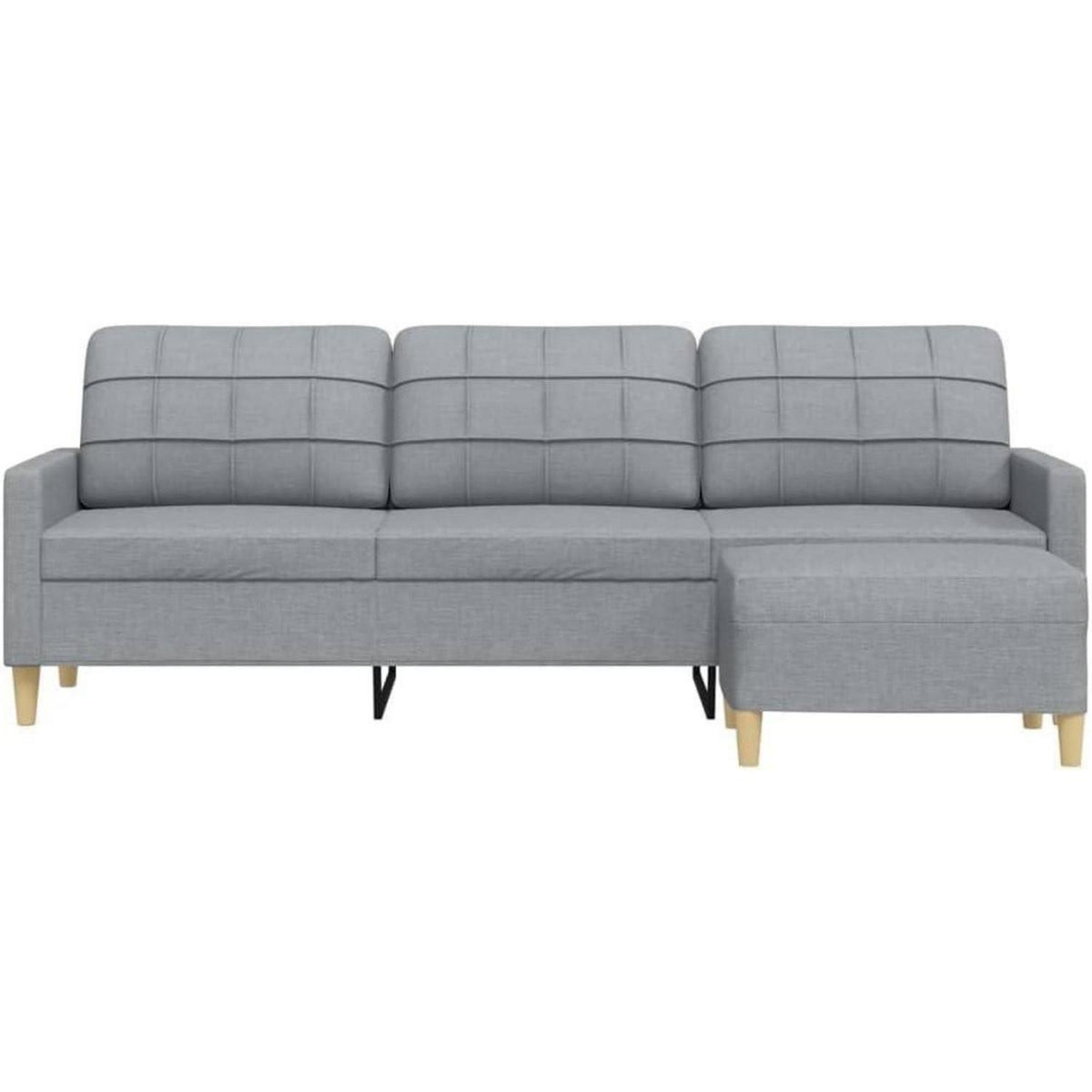 3-Sitzer Sofa mit Hocker & Schlaffunktion – Hellgrau 210cm