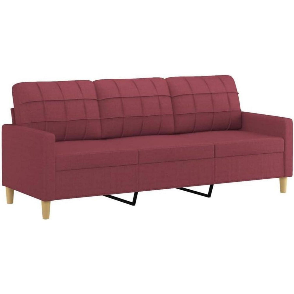 3-Sitzer Sofa mit Hocker, Weinrot 180cm – Schlaffunktion