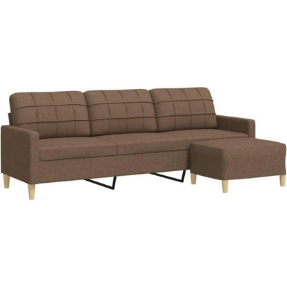 3-Sitzer Sofa mit Hocker, Braun – Schlafsofa 210 cm