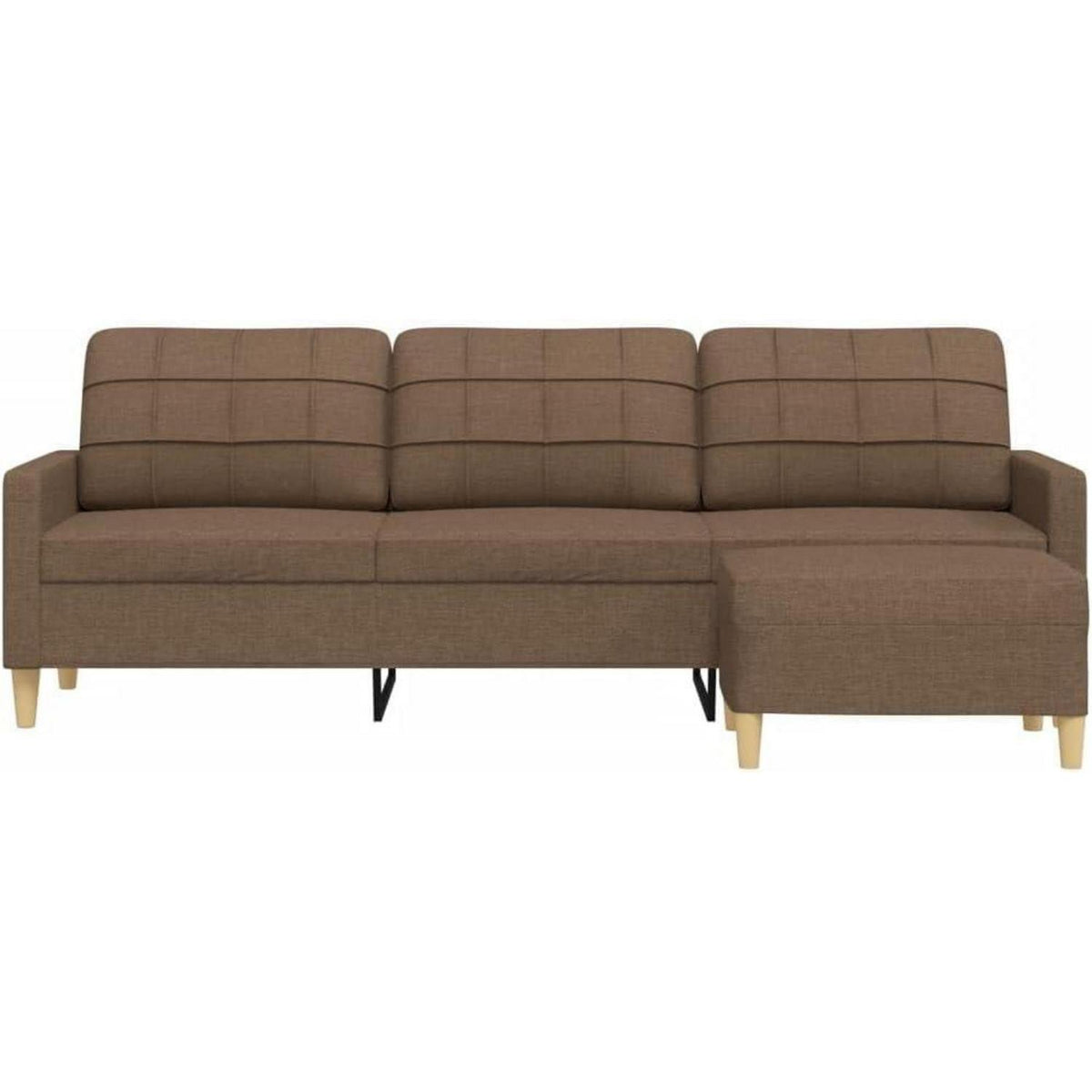 3-Sitzer Sofa mit Hocker, Braun – Schlafsofa 210 cm