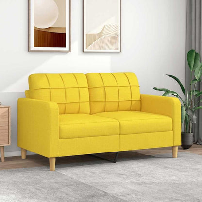2-Sitzer Sofa Hellgelb – Bequemes Polstersofa mit Kissen