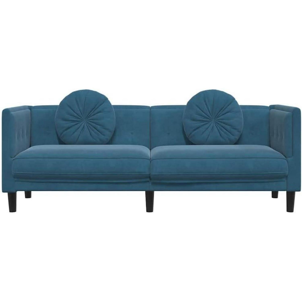 3-Sitzer Samtsofa Blau – Modernes Wohnzimmer Sofa
