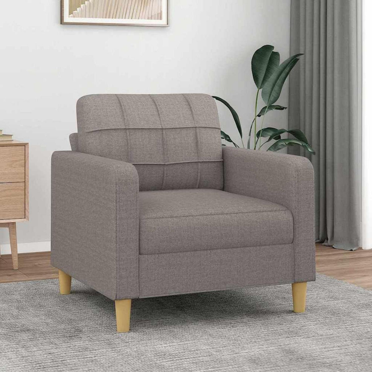 Polstersessel Sofa mit Kissen und Armlehnen, Taupe