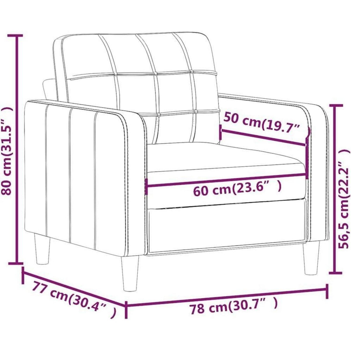 Polstersessel Sofa mit Kissen und Armlehnen, Taupe
