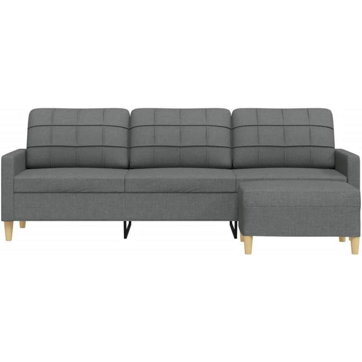 3-Sitzer Sofa Dunkelgrau mit Hocker & Schlaffunktion 210cm