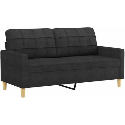 2-Sitzer Sofa Schwarz – Bequemes Polstersofa mit Kissen
