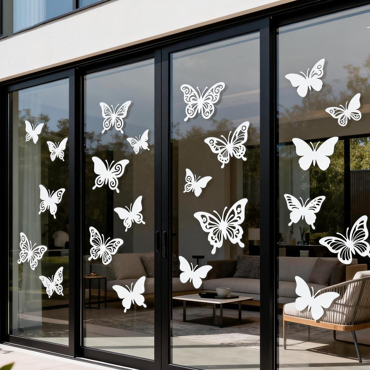 Fensteraufkleber Vogelschutz Schmetterlinge – 24 Stück