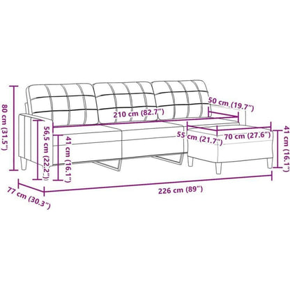 3-Sitzer Sofa mit Hocker, Hellgelb – Modernes Schlafsofa 210cm