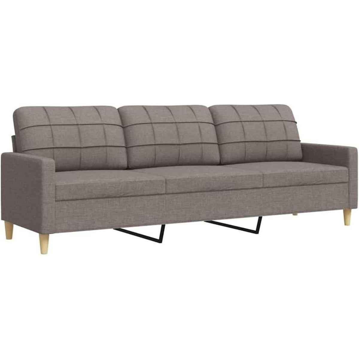 3-Sitzer Sofa Taupe – Bequemes Polstersofa 210 cm mit Kissen