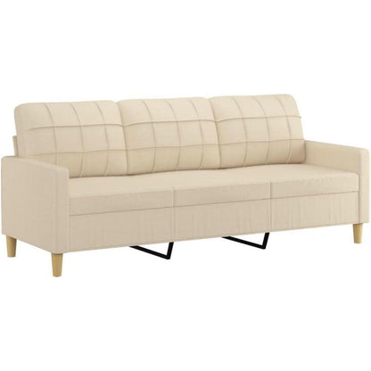 3-Sitzer Sofa mit Hocker & Schlaffunktion, Creme