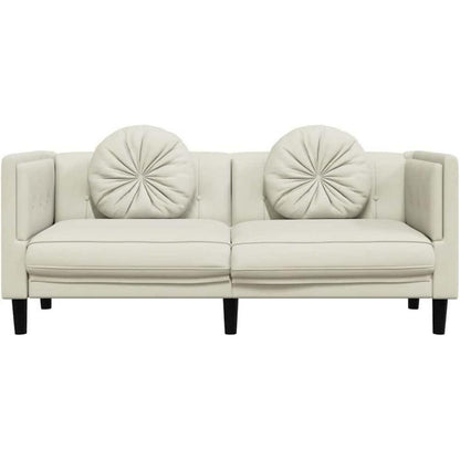 Modernes 2-Sitzer Sofa mit Samtbezug in Creme