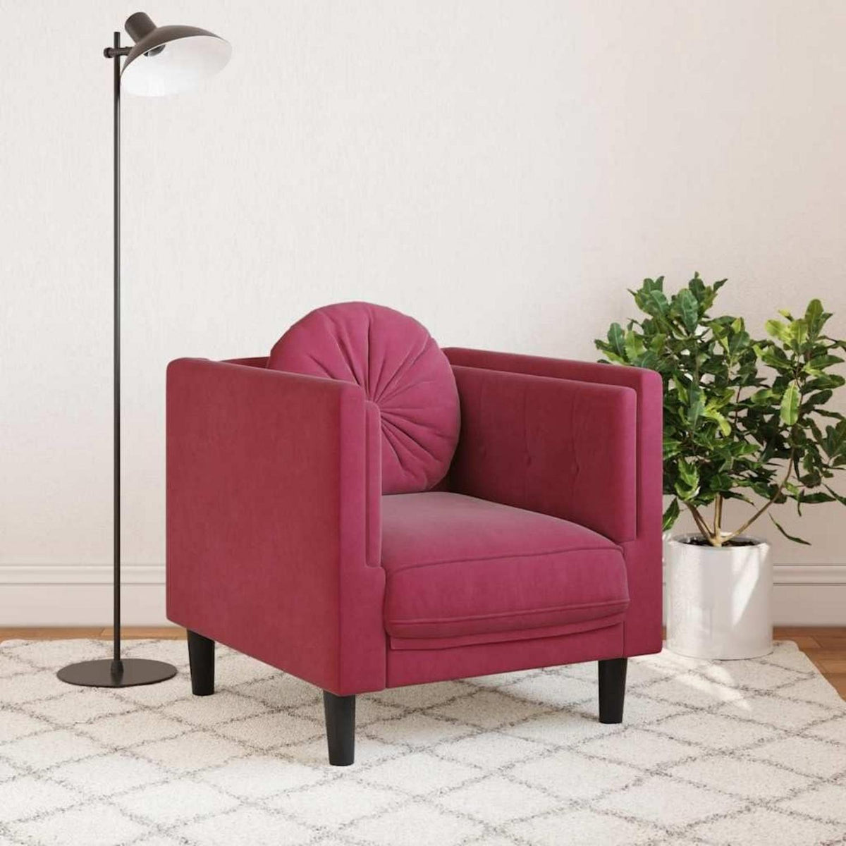 Modernes Samt Sofa 2-Sitzer Weinrot – Bequemes Wohnzimmer Sofa
