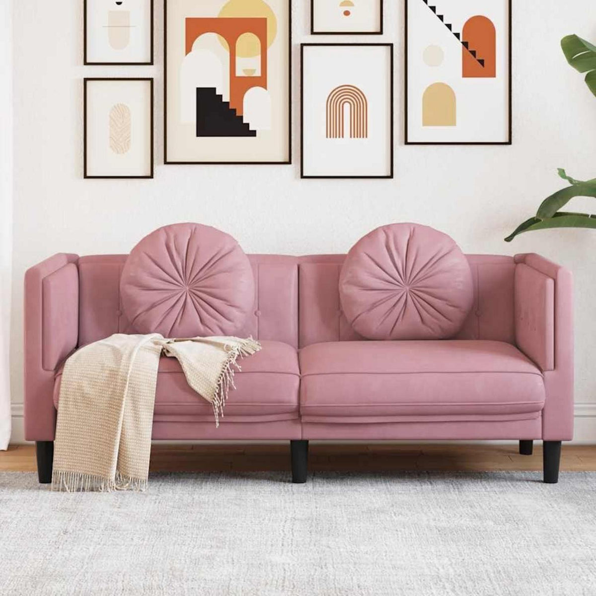 2-Sitzer Samtsofa Rosa – Modernes Polstersofa für Wohnzimmer