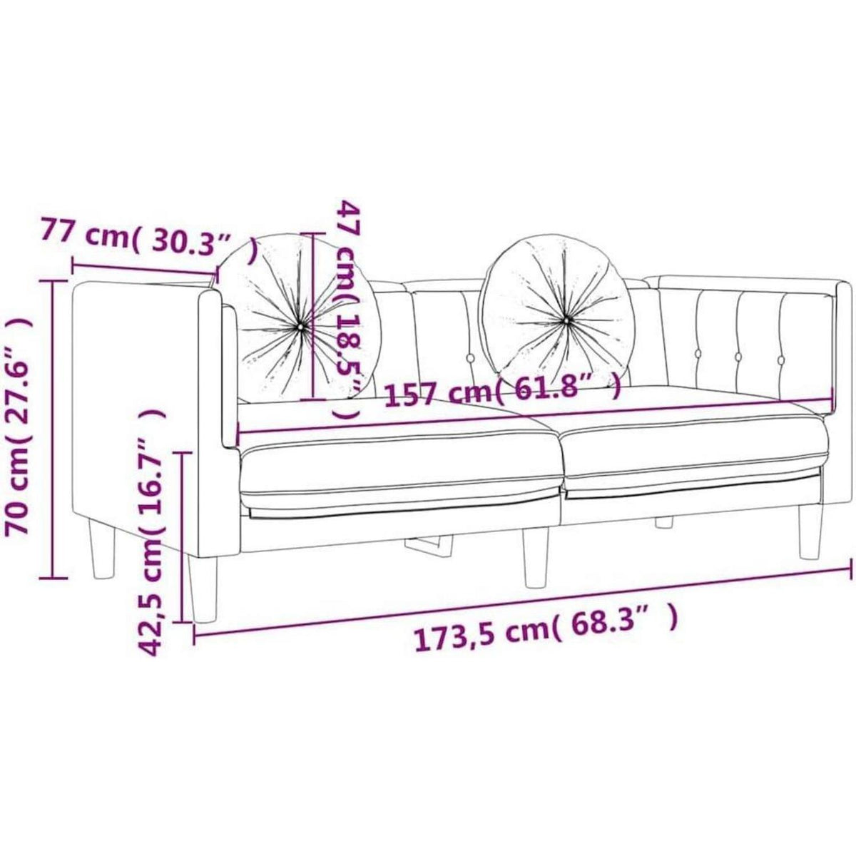 2-Sitzer Samtsofa Rosa – Modernes Polstersofa für Wohnzimmer