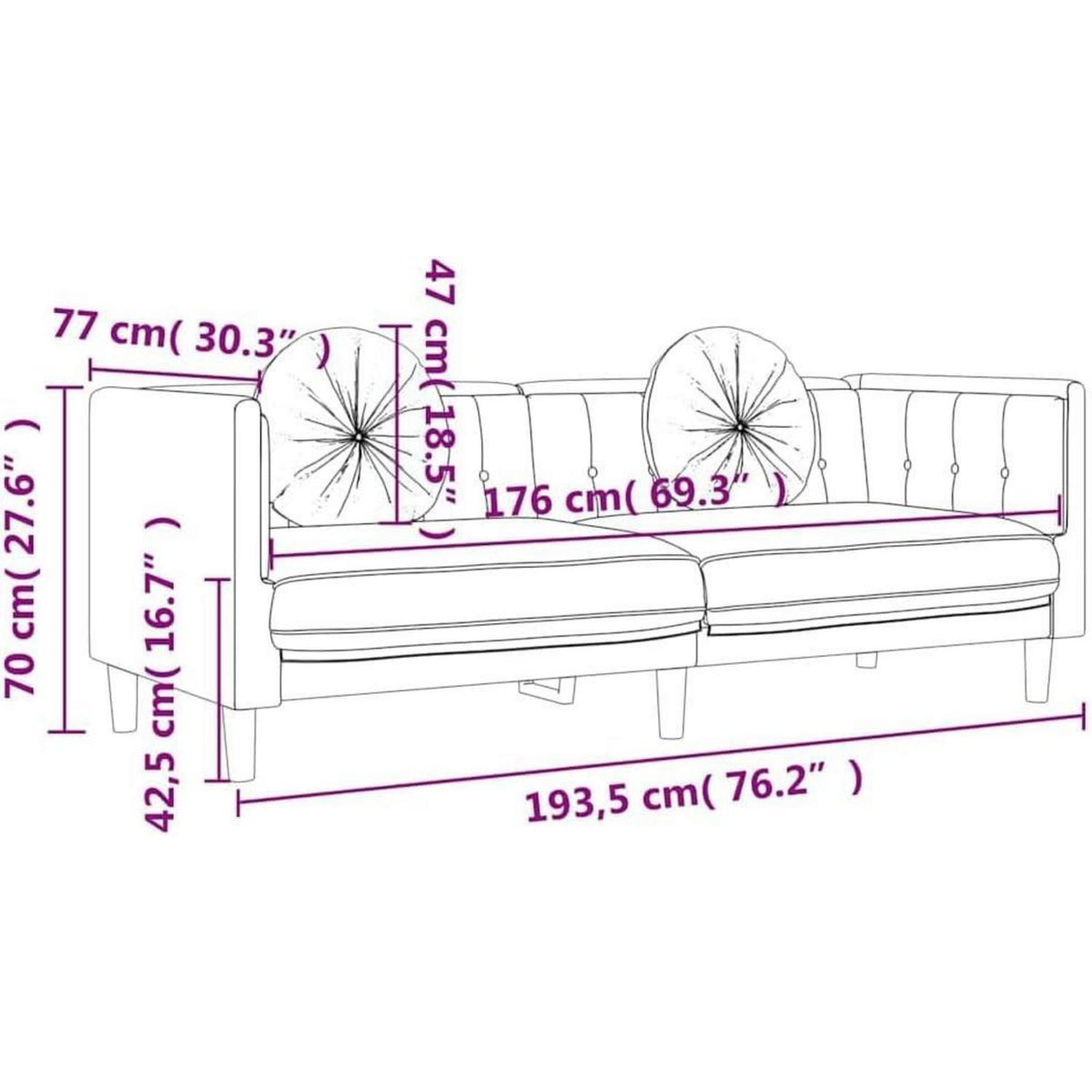 3-Sitzer Sofa Dunkelgrau Samt – Bequeme Couch für Wohnzimmer